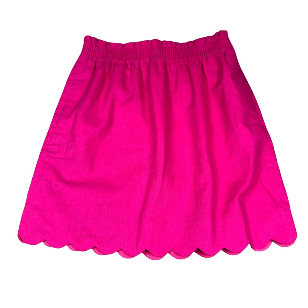 J. CREW FACTORY Hot Neon Pink Scalloped Trim Mini Skirt Size 2